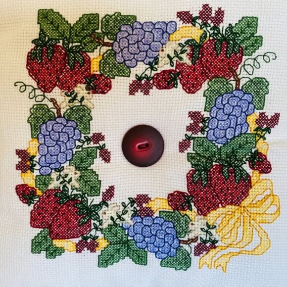 Handmade Cross Stitch Pillow - Picture 1 of 2